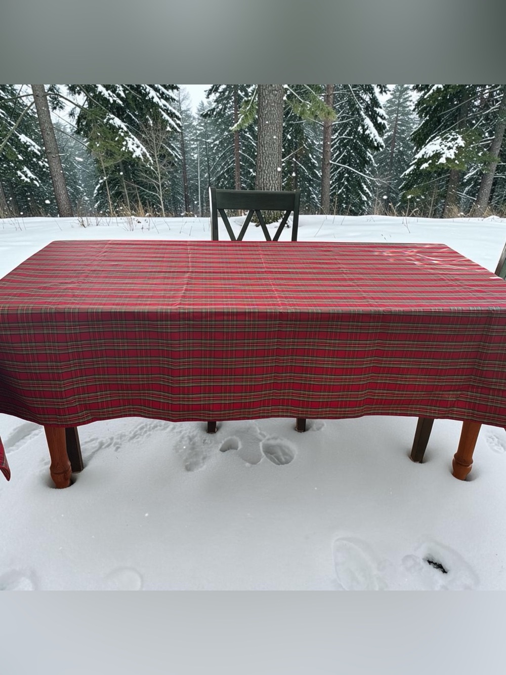 TAFFETA ROYAL STEWART TARTAIN FESTIVE HOLIDAY TABLECLOTH 62”W X 105”L